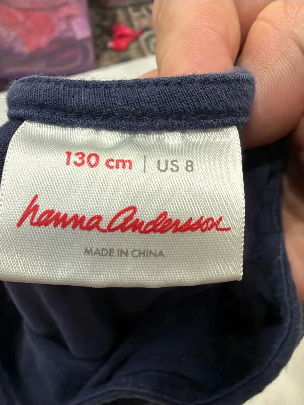 Hanna Andersson Navy Long-Sleeve Dress with Teal Unicorn Pocket